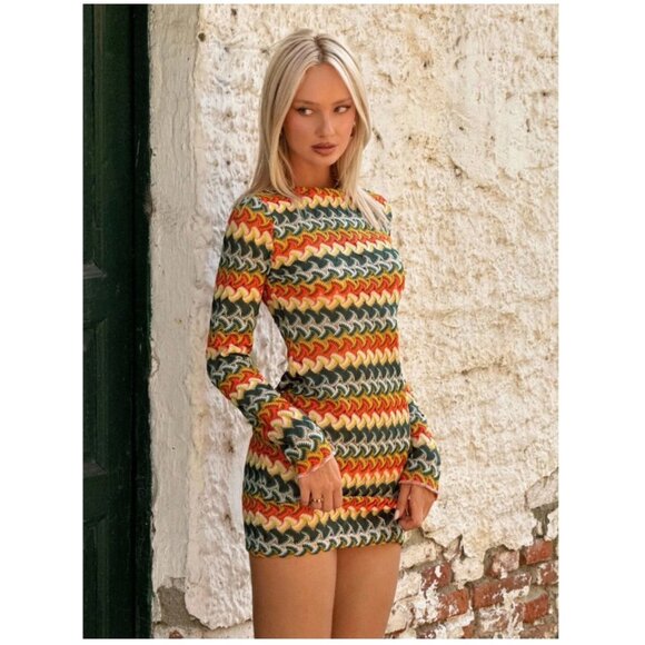 Shein Striped Mini Dress Size 6/M - Picture 1 of 7